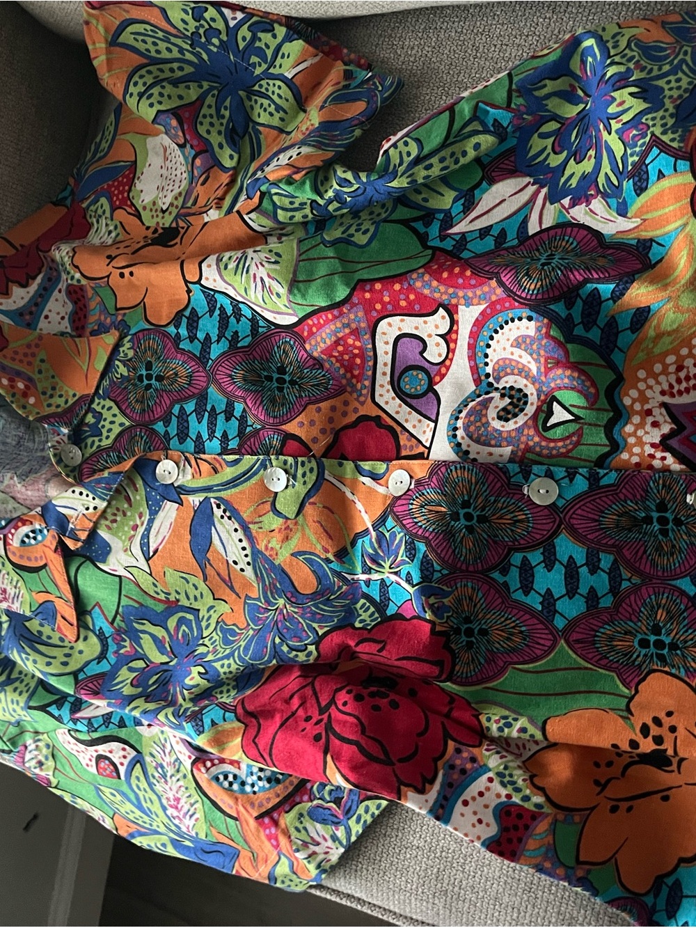 Vintage Multicolor Floral Button-Down Shirt